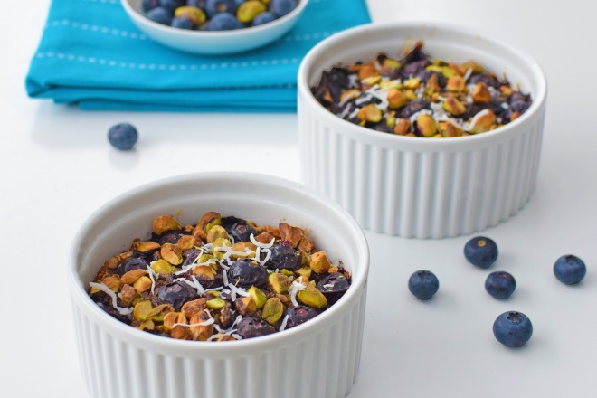Miss Marzipan's delicious and healthy Blueberry Muffin Baked Porridge Pots